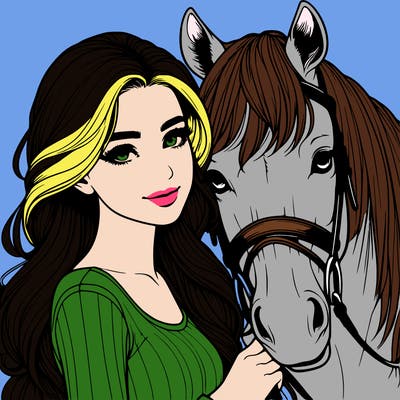 realistic girl with horse