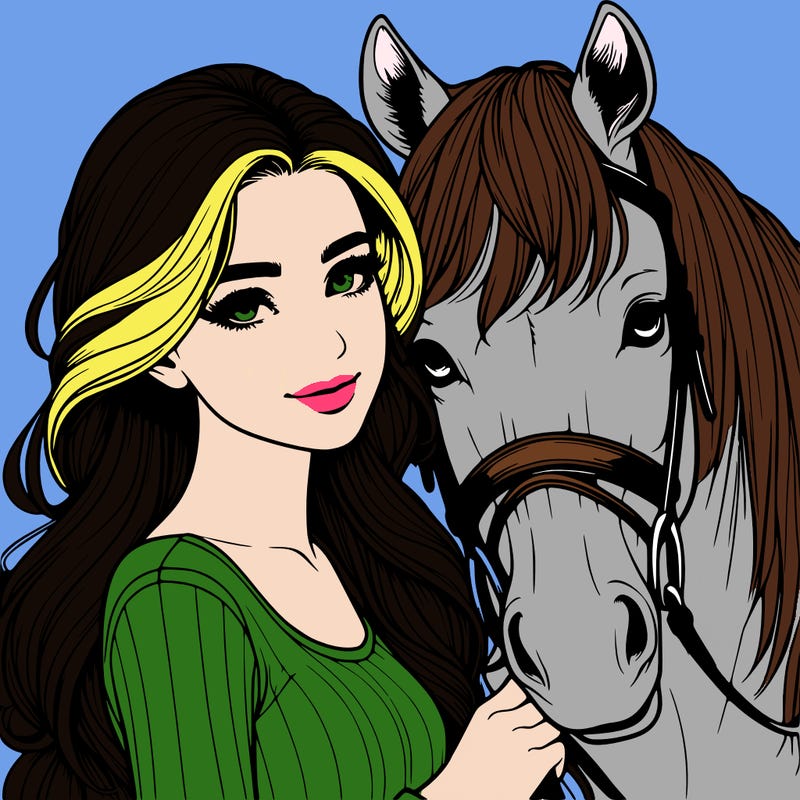 realistic girl with horse