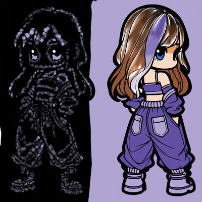 girl in crop top and baggy pants