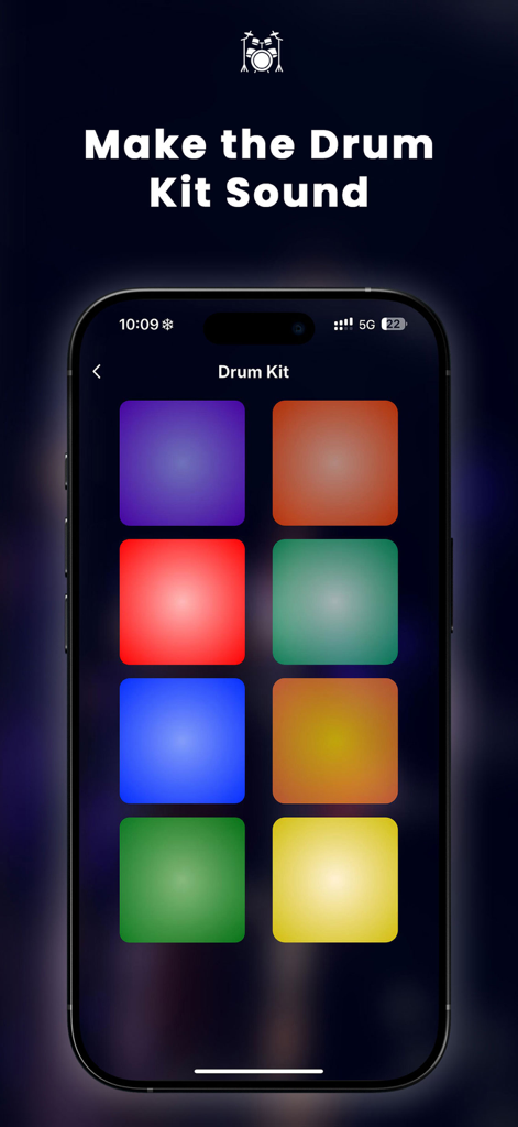 Drum Pads Electronic Drums - Colorful drum kit pads interface on a smartphone screen