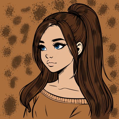 realistic girl with a high ponytail