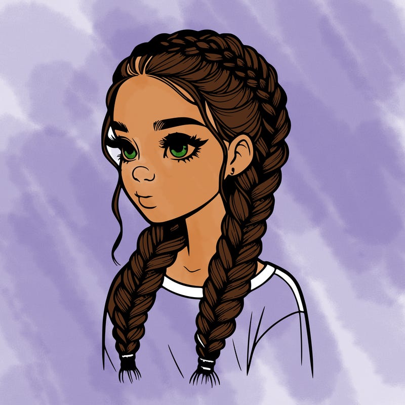 realistic girl with braids