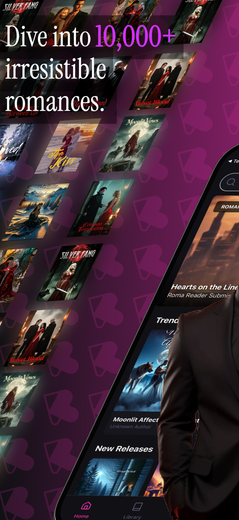 Roma: Spicy Novels - Mobile app interface for Roma Spicy Novels showing a vast collection of romance and fantasy book covers.