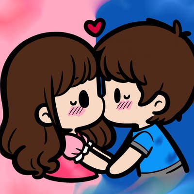 a girl and a boy kissing