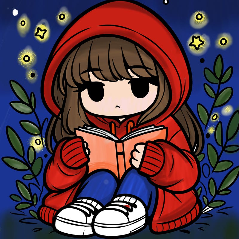 girl in oversized hoodie reading a book