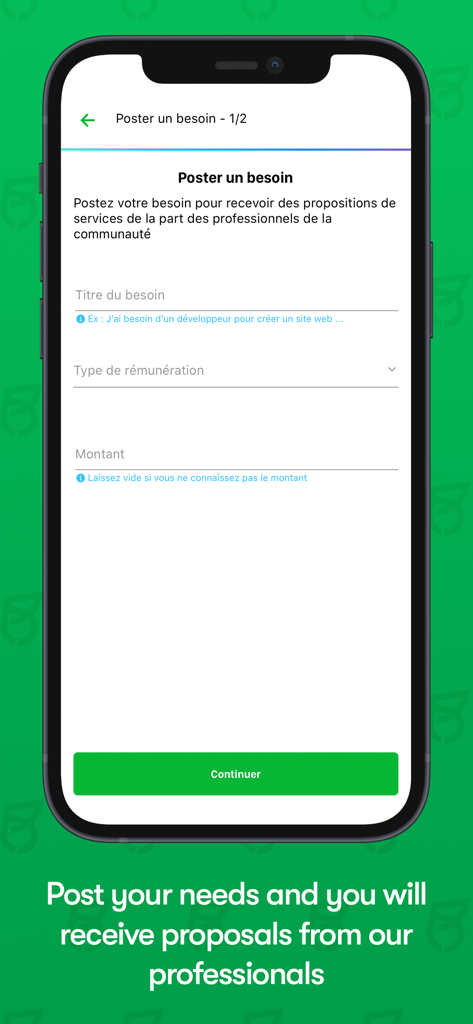 Jobbers: Jobbing and Freelance - A mobile application interface for posting a service request or job need