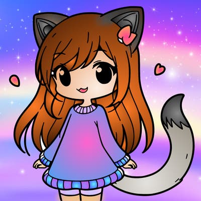 girl with cat ears and tail