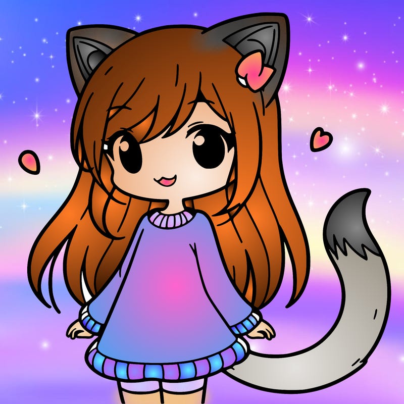 girl with cat ears and tail