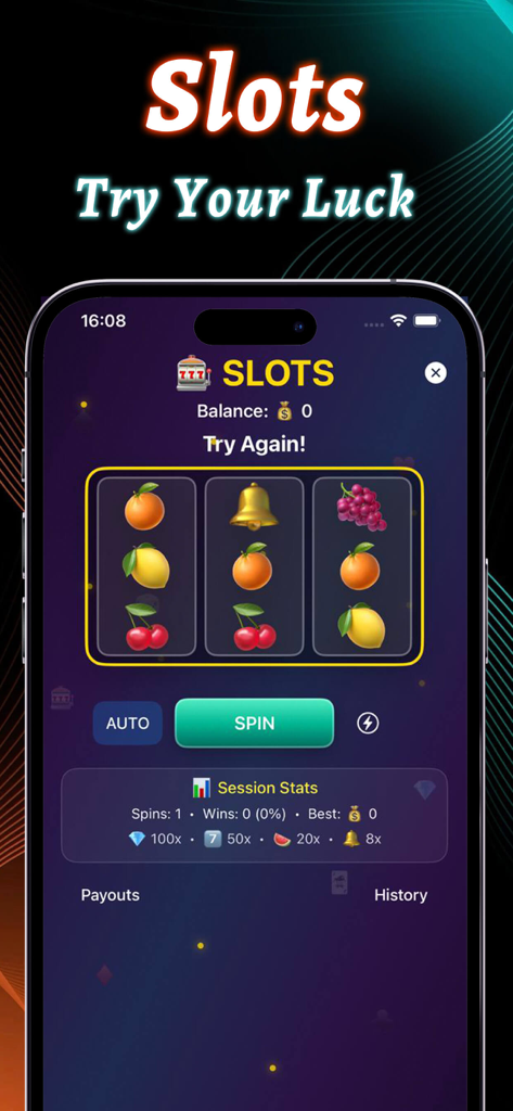 Interface of the slots game mode in the Truco Vamos mobile application