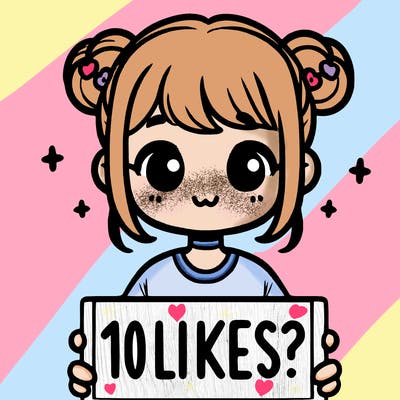 cute girl that is holding a sign that says 10 likes?