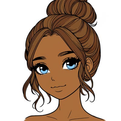 realistic pretty girl with hair in bun