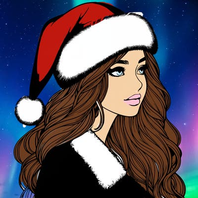 realistic girl in santa hat