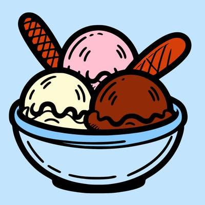 ice cream scoops in a bowl