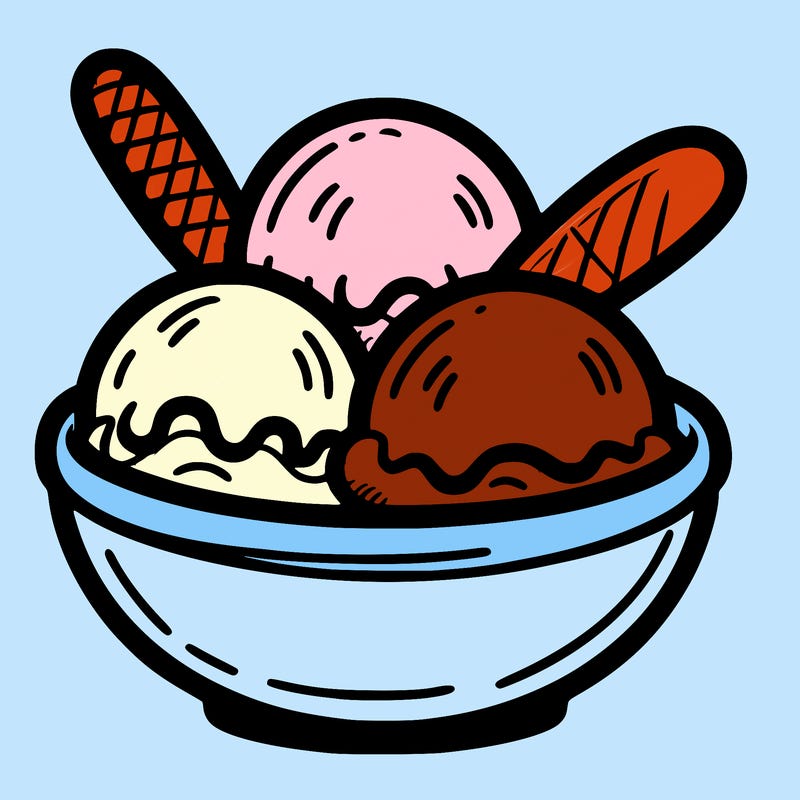 ice cream scoops in a bowl