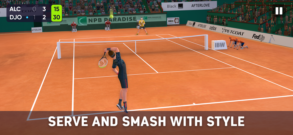 Tennis Open 2025 - Clash Sport - Un tenista realizando un saque en una pista de tierra batida en Tennis Open 2025