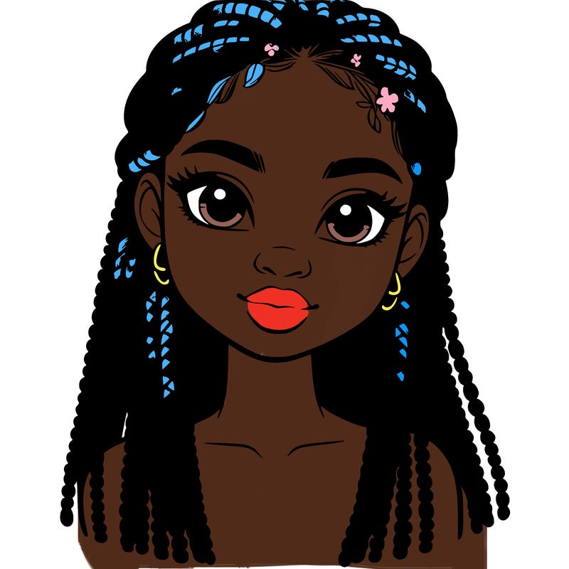 a realistic black girl with braids