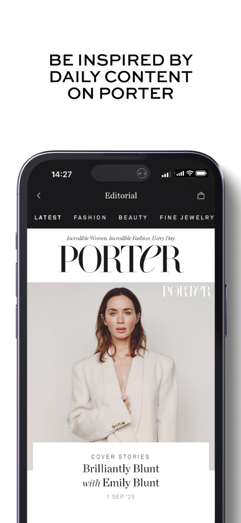 Net-a-Porter app editorial interface showcasing luxury fashion content and magazine features
