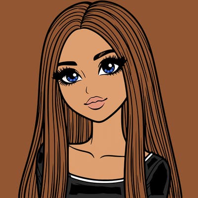 realistic girl with straight and long hair