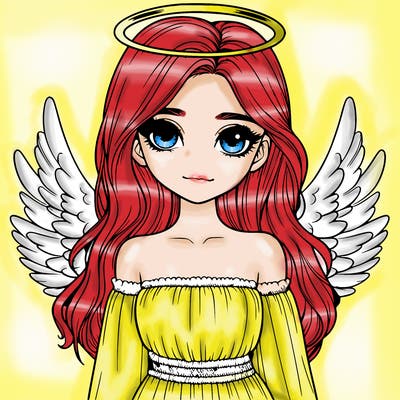 realistic girl with wings and a halo