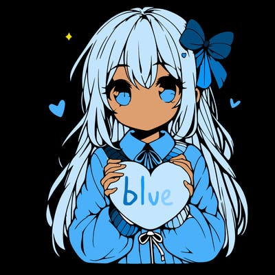 anime girl holding a heart balloon