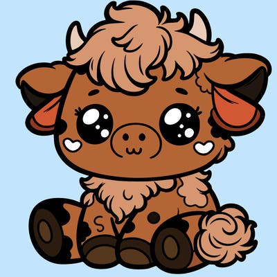 fluffy cute baby cow