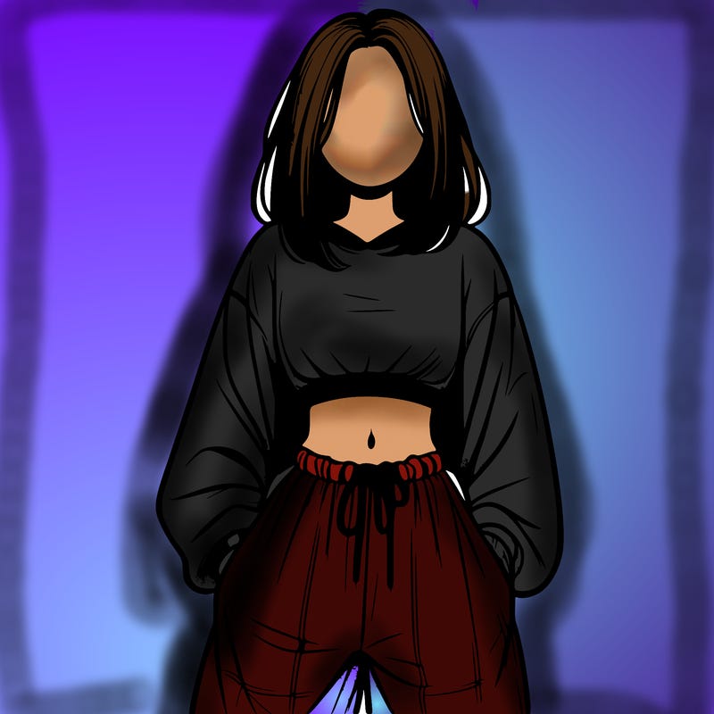 realistic girl faceless with baggy pants and a crop top