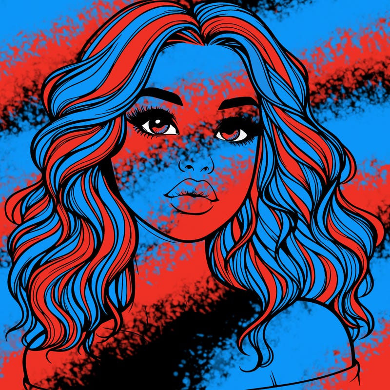 realistic girl with wavy hair and lips