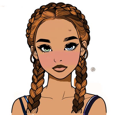 realistic girl with braids