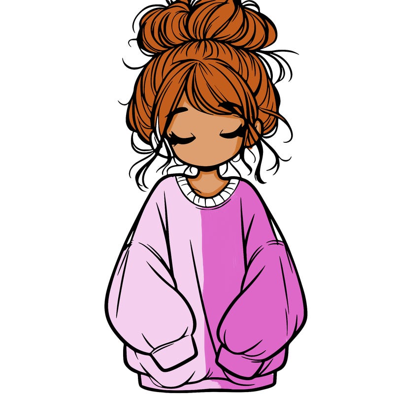girl with baggy sweatshirt and messy bun