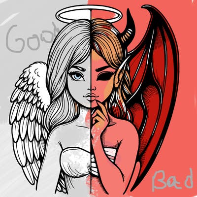 realistic angel half demon