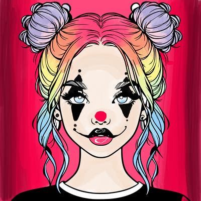 realistic girl with two buns in hair and lips