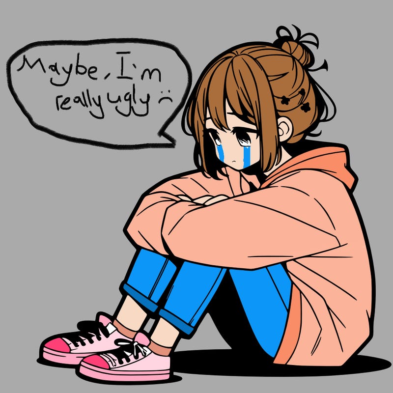sad anime girl sitting alone