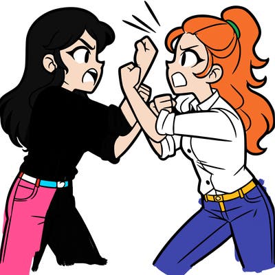 two teenage girls fighting