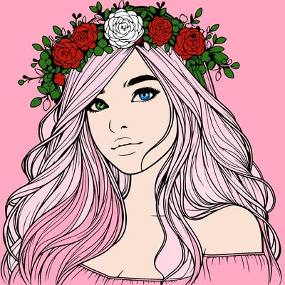realistic girl with flower crown