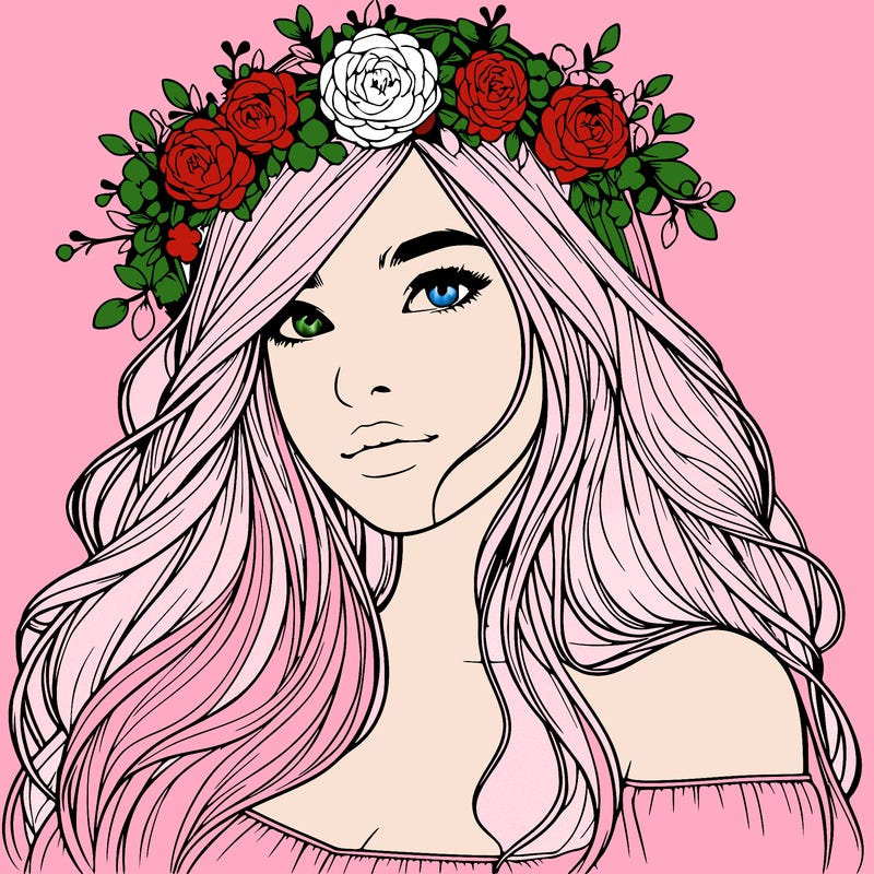 realistic girl with flower crown