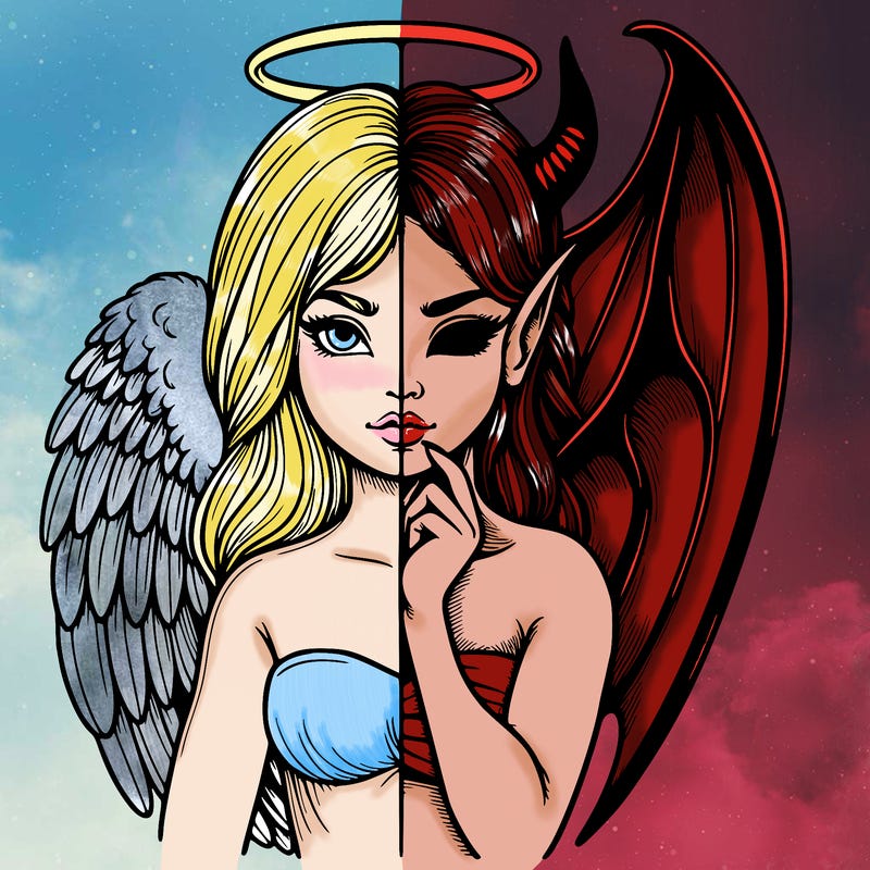 realistic angel half demon