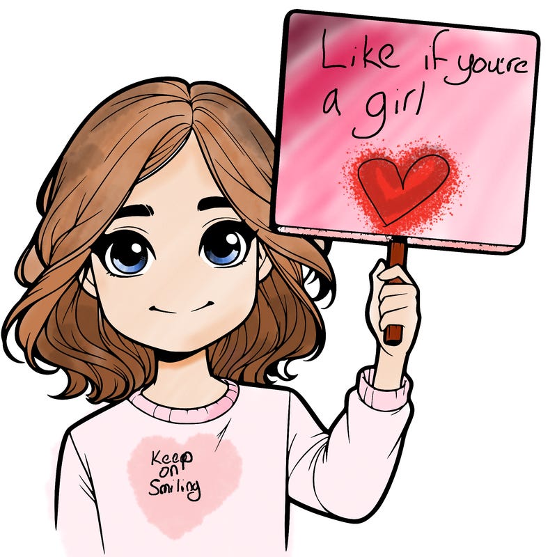 realistic girl holding up a sign