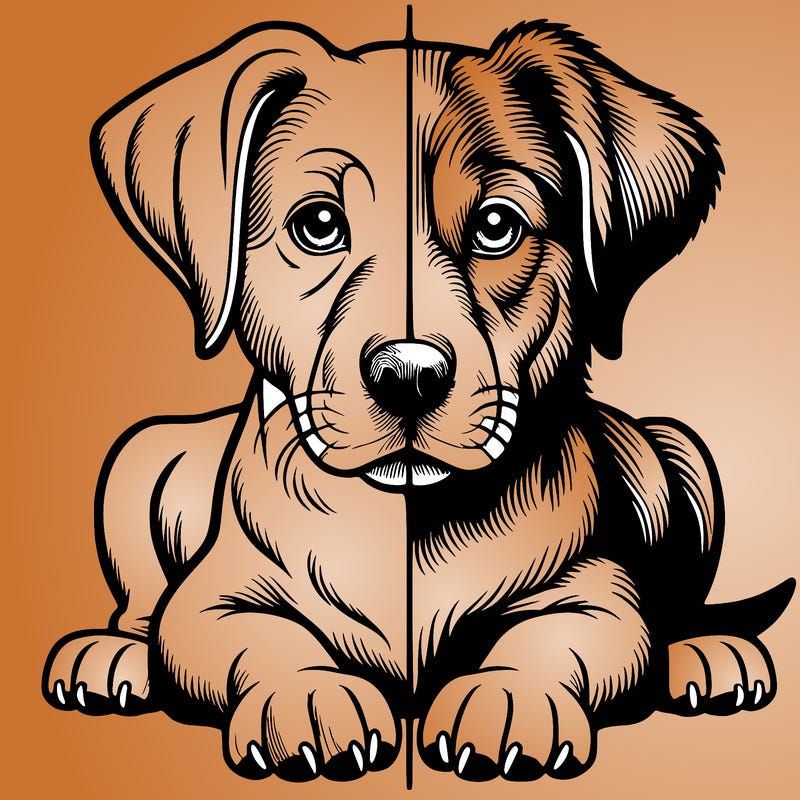 realistic dog split picture