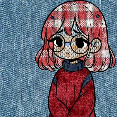 sad girl with glasses in a sweater