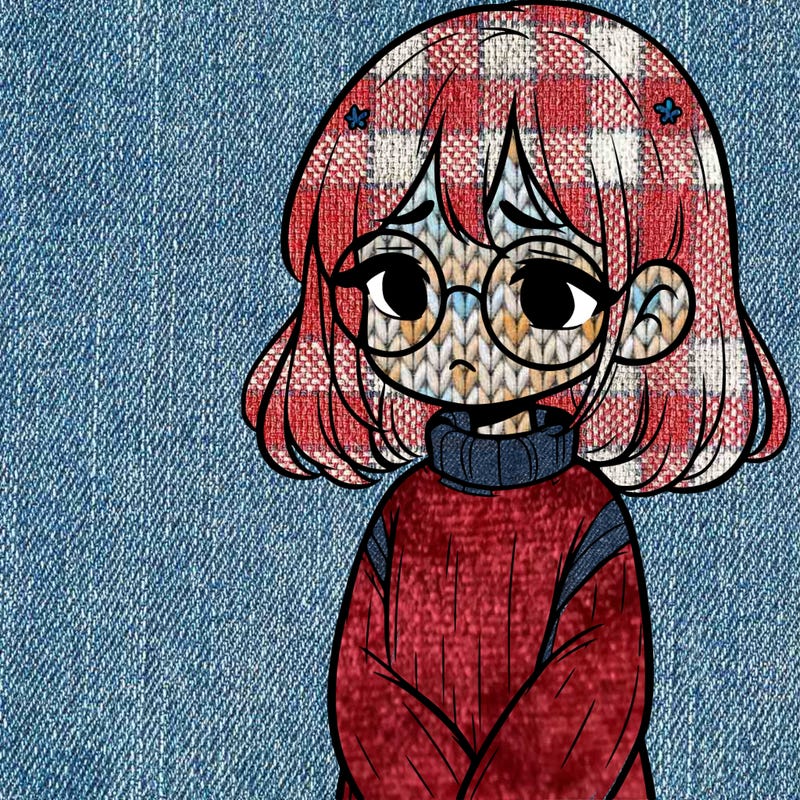 sad girl with glasses in a sweater