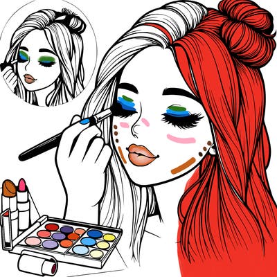 realistic girl doing makeup