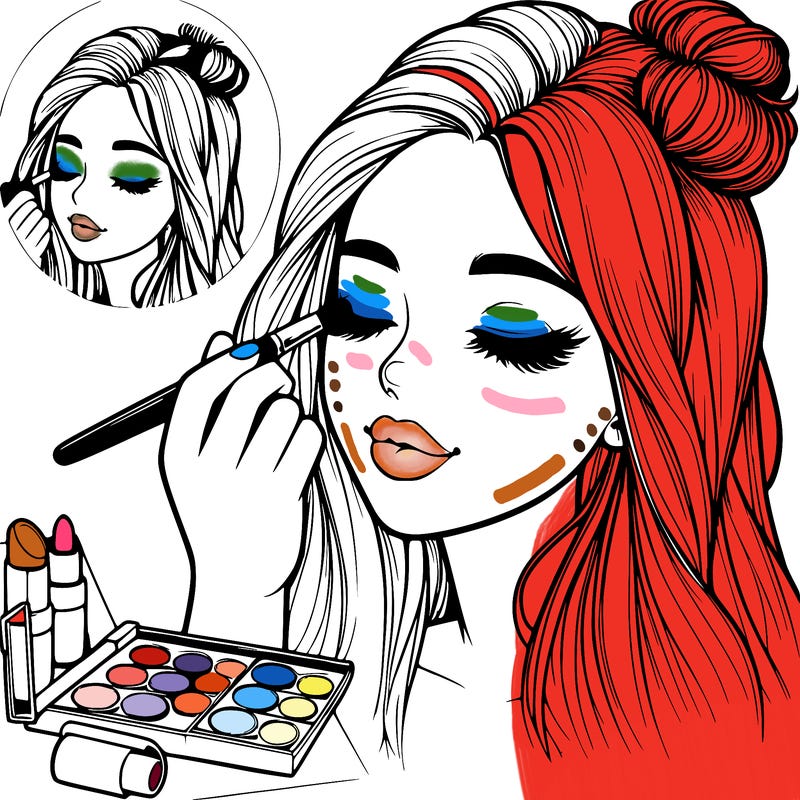 realistic girl doing makeup