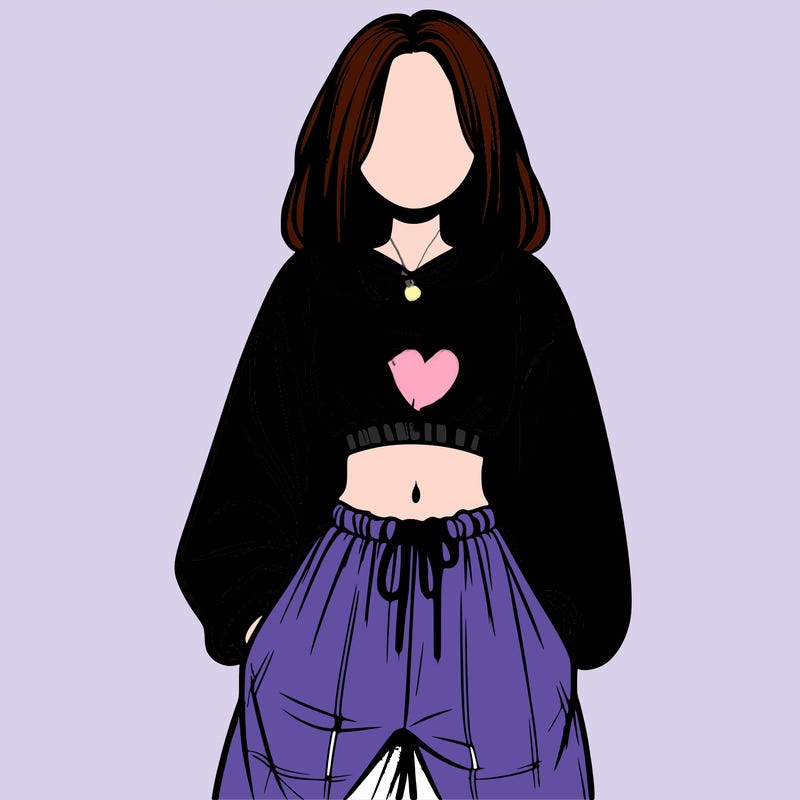 realistic girl faceless with baggy pants and a crop top
