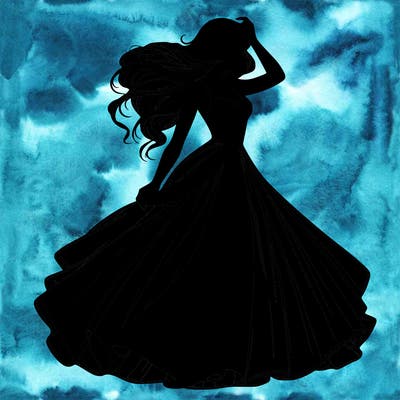 realistic woman with dress flowing in the wind