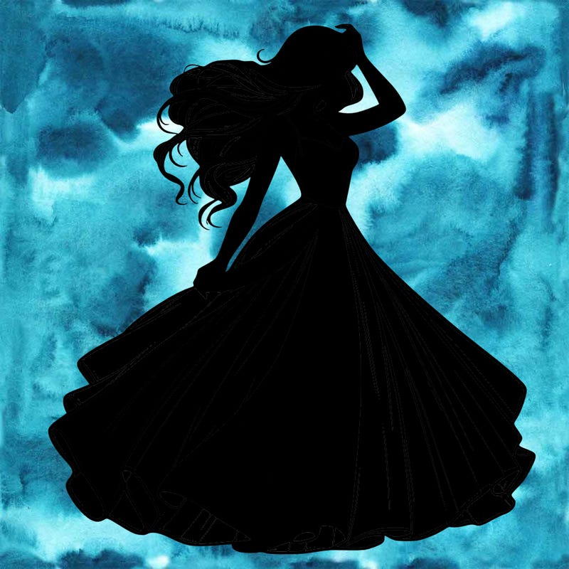 realistic woman with dress flowing in the wind