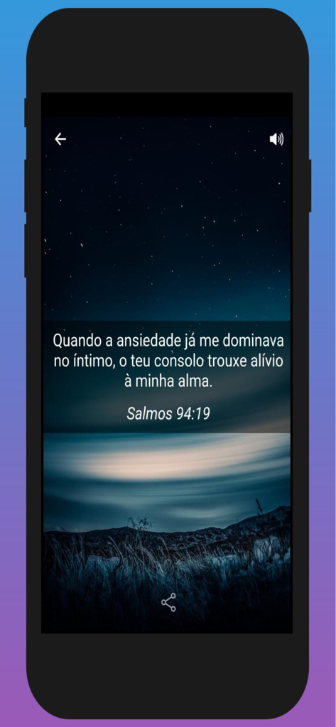 Bible Meditation app showing a scripture verse over a starry sky background