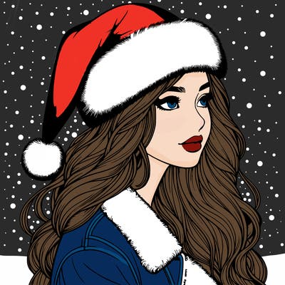 realistic girl in santa hat