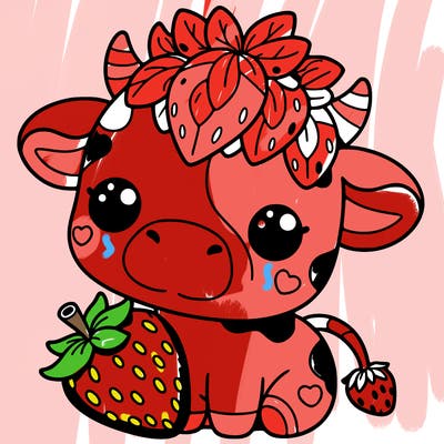 cute strawberry cow