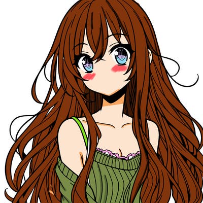 a manga girl with long hair