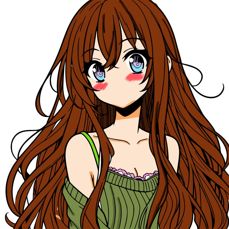 a manga girl with long hair